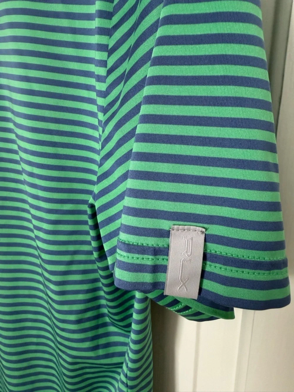 Boys RLX Green and Blue Striped Polo Shirt